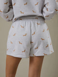 Stretched Out Shorts in Doggy Print Grey