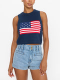 Milo Tank in Navy Flag Knit