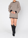 Marion Sweater Dress in Black Geo Knit