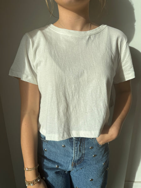 Out of the Boxy Crop Tee in Off White