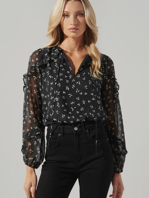 No Doubt Ruffle Blouse in Black