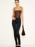 Corset Demi Mesh Bodysuit in Warped Leopard