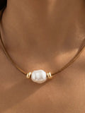 A Lady With Edge Necklace in Brown