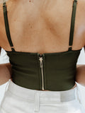 Bandage Column Crop Top in Olive