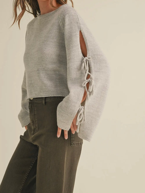 All About The Sleeves Sweater in Grey