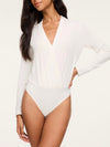 Cashknit Long Sleeve Wrap Bodysuit in Ivory