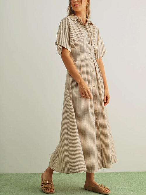 Out Of Line Shirt Dress in Brown