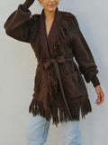 Forever In Fringe Cardi in Umber
