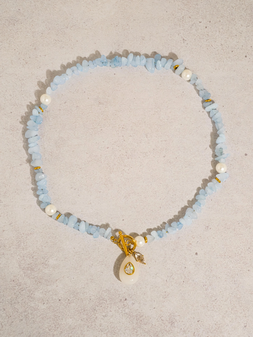 Cercey Stone Charm Necklace in Blue