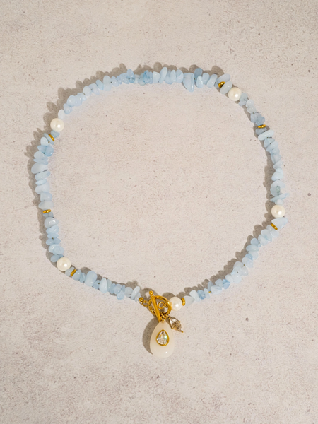 Cercey Stone Charm Necklace in Blue