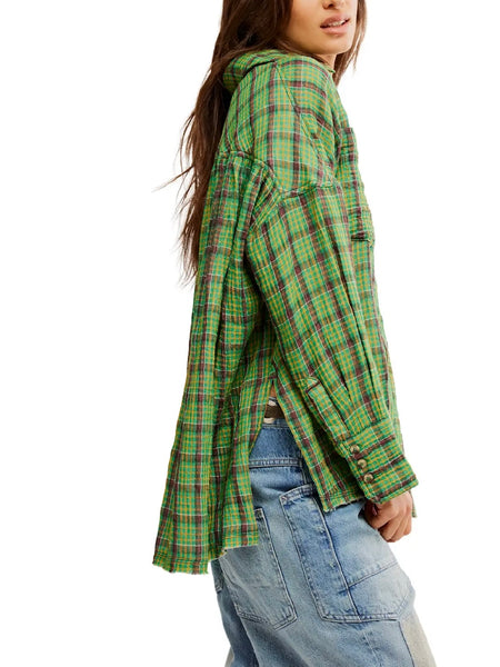 Cardiff Plaid Top in Green Combo