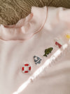 Custom Embroidered She's An Icon TRL Mock Neck in Pink