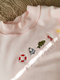 Custom Embroidered She's An Icon TRL Mock Neck in Pink