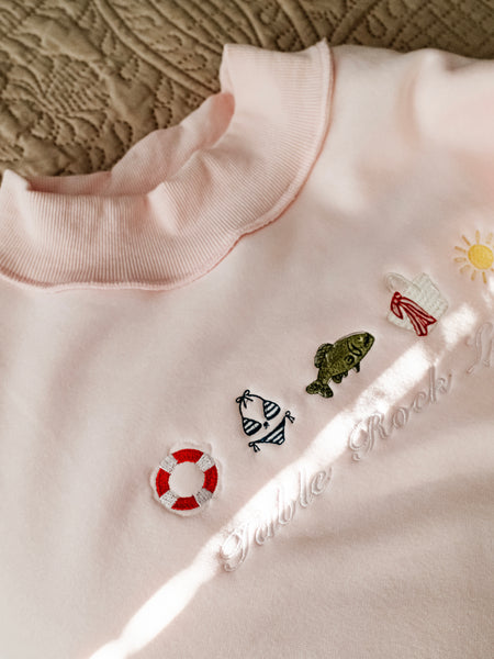 Custom Embroidered She's An Icon TRL Mock Neck in Pink