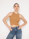 Plisse Sweat Knit High Neck Tank in Canyon