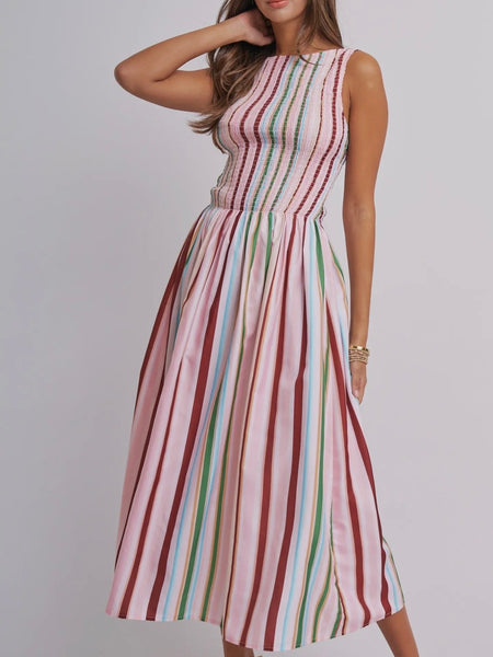 Under The Big Top Maxi Dress in Multi Stripe