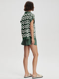 Joelle Crochet Polo Top in Cilantro
