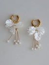 Pearl Petal Drop Hoops