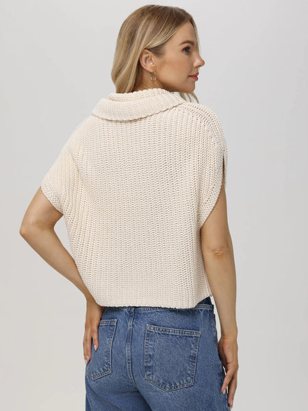 Cate Sleeveless Turtleneck Sweater in Cream