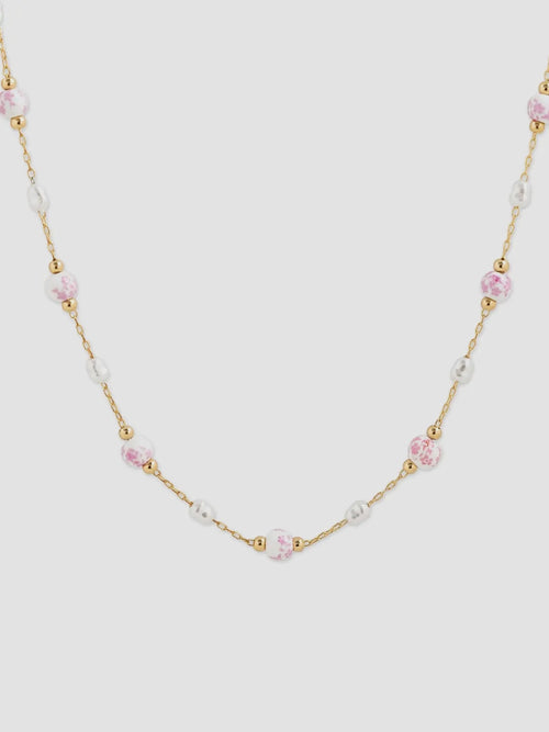 Chinoiserie Bead Necklace in Pink