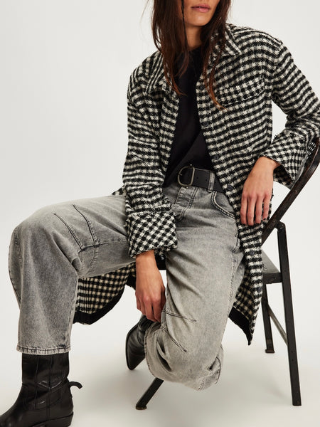 Get Around Houndstooth Shacket in Black & White