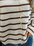 Piper Cabana Stripe Cardigan in Cream & Brown