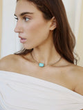 Gold Beaded Turquoise Nugget Necklace