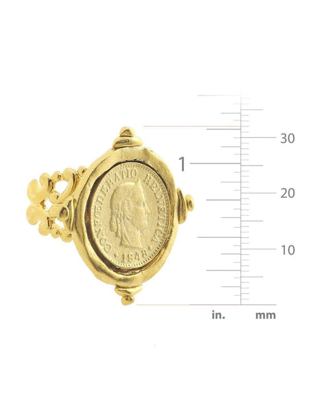 Handcast Gold Coin Adjustable Ring