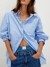 Sabine Tailored Stripe Shirt in Oxford Stripe Blue