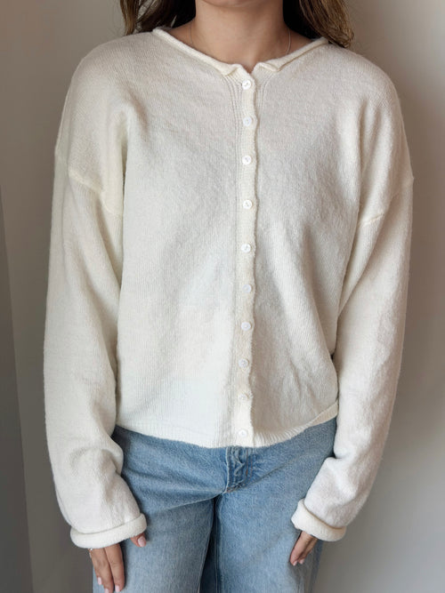 An Essential Cardigan in Ivory