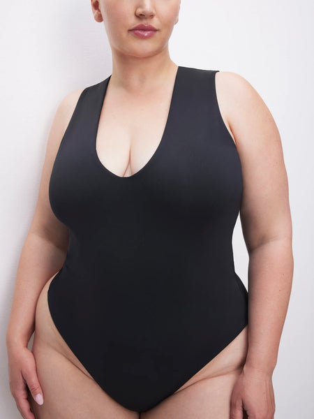 Scuba Deep V Tank Bodysuit in Black