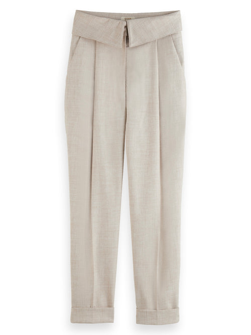 Lilly Waist Flap High Rise Tailored Pant in Soft Ice Melange