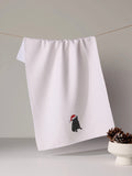 Merry Pug Tea Towel in Black