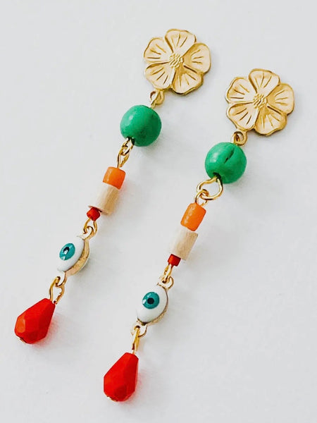 Eye See Flowers Long Earrings