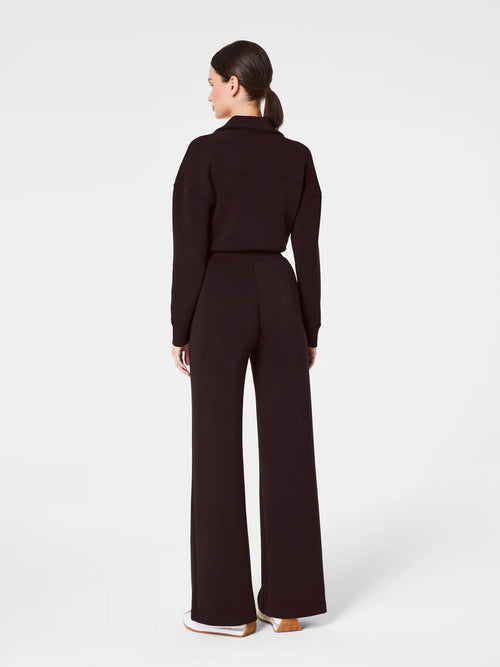 AirEssentials Long Sleeve Wide Leg Jumpsuit in Truffle Brown