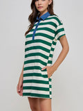 Hyped For Stripes Tee Dress in Green