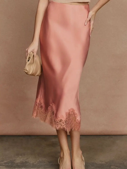 Long Live Lace Pencil Skirt in Blush