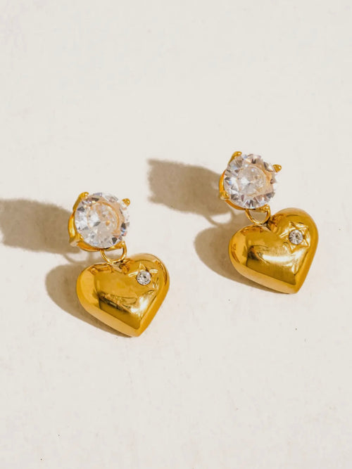 Annika CZ Heart Dangle Earrings