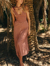 Cecelia Midi Dress in Burnt Henna Combo