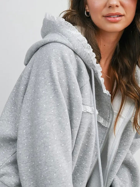 Connect The Dots Zip Up in Grey