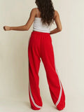 Sideline Wide Leg Track Pant in Red
