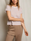 Everett Boxy Crewneck Tee in Mocha Stripe