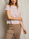 Everett Boxy Crewneck Tee in Mocha Stripe