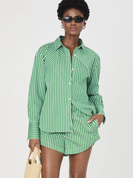 Alexis Cotton Drawstring Short in Green