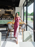 Split Decision Jumpsuit in Burgundy Blush