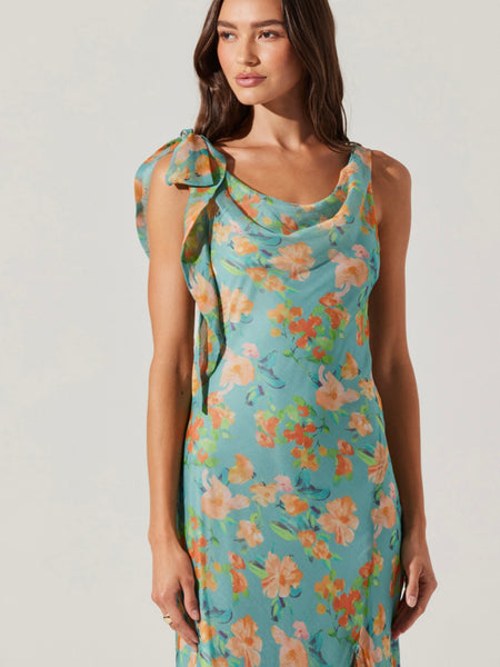Isabelle Dress in Blue Orange Floral