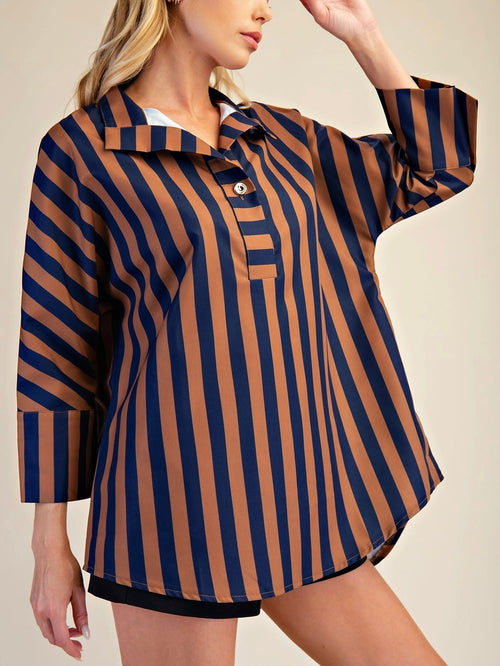 Standing Ovation Button Up in Camel
