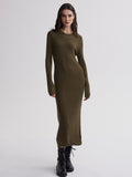 Axel Rib Knit Midi Dress in Olive Night