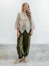 Piped Balloon Pants in Olive