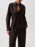 Mila Button Down Wrap Top in Hot Toddy